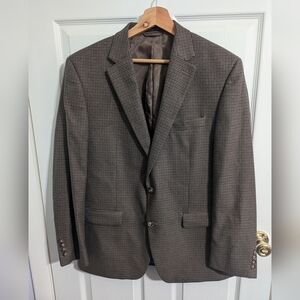 Lauren Ralph Lauren Mens 42R Blazer Herringbone Brown Tan Jacket Top